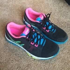 Black and colored ASICS